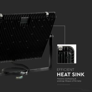 LED Προβολέας 300W V-TAC PRO Samsung Chip Μαύρος 100° 34500lm Αδιάβροχος IP65 Ψυχρό 6500K – 21792