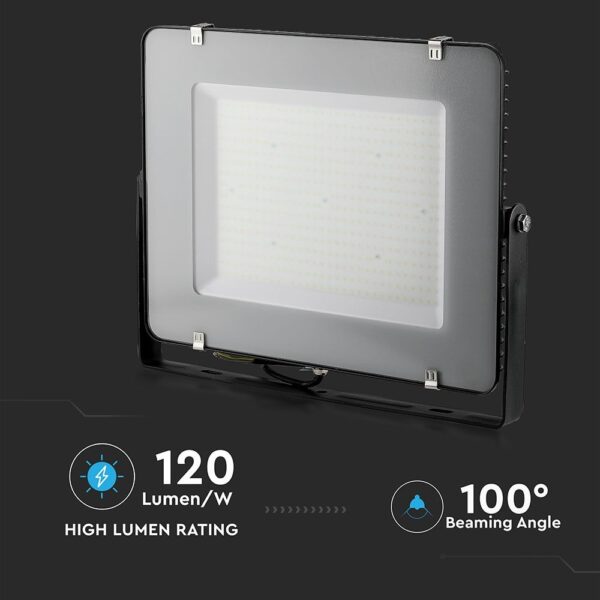 LED Προβολέας 300W V-TAC PRO Samsung Chip Μαύρος 100° 34500lm Αδιάβροχος IP65 Ψυχρό 6500K – 21792