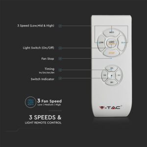 Ανεμιστήρας οροφής απόχρωση ξύλο 60W 5 πτυριγίων με τηλεχειριστήριο 52″ V-TAC – 7913