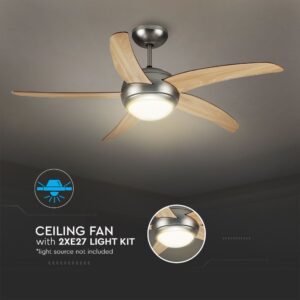 Ανεμιστήρας οροφής 60W 2xE27 5 πτερυγίων με ρύθμιση μέσω RF control V-TAC – 7916