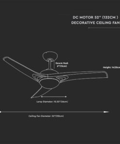 Ανεμιστήρας οροφής LED 35W λευκό σώμα 3 πτερυγίων με ρύθμιση μέσω RF control V-TAC – 7919
