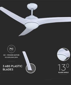 Ανεμιστήρας οροφής LED 35W λευκό σώμα 3 πτερυγίων με ρύθμιση μέσω RF control V-TAC – 7919