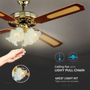 Ανεμιστήρας οροφής με 4 φωτιστικά 55W 4 λεπίδων με ρύθμιση μέσω αλυσίδας V-TAC – 7921
