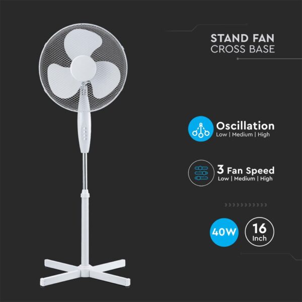 Επιδαπέδιος Ανεμιστήρας 16 Inch Λευκός 40W V-TAC – 7922