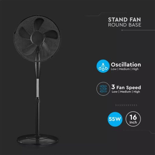 Επιδαπέδιος Ανεμιστήρας 16 Inch Μαύρος 55W V-TAC – 7923