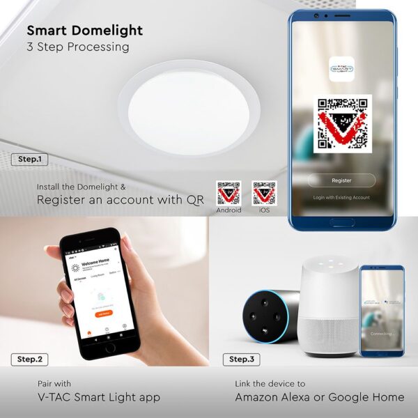 Wi-Fi Επιδαπέδιος Ανεμιστήρας Πύργος 46 Inch Λευκό – Μαύρο 55W με Οθόνη LED Συμβατός Με Amazon Alexa & Google Home V-TAC – 7927