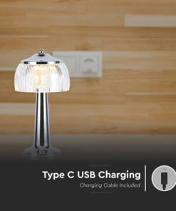 Φωτιστικό γραφείου LED 1W Eπαναφορτιζόμενο Χρώματος Χρωμίου dimmable V-TAC – 7939