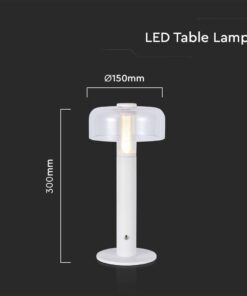 LED Επαναφορτιζόμενο Πορτατίφ V-TAC Dimmable με Λευκό Σώμα Θερμό Λευκό 3000K – 7941