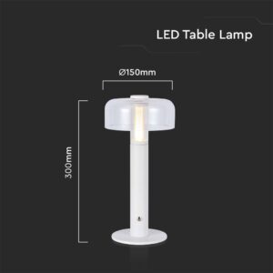 LED Επαναφορτιζόμενο Πορτατίφ V-TAC Dimmable με Λευκό Σώμα Θερμό Λευκό 3000K – 7941