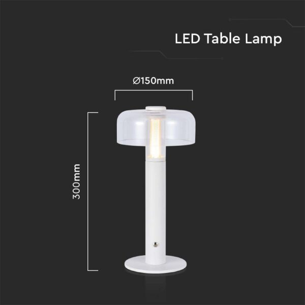 LED Επαναφορτιζόμενο Πορτατίφ V-TAC Dimmable με Λευκό Σώμα Θερμό Λευκό 3000K – 7941