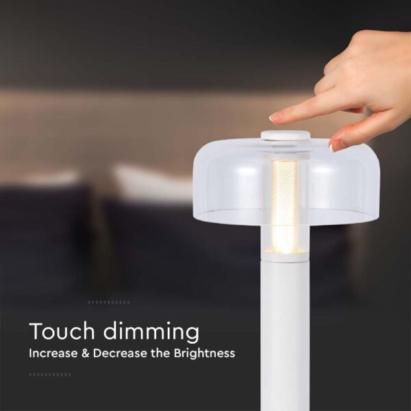 LED Επαναφορτιζόμενο Πορτατίφ V-TAC Dimmable με Λευκό Σώμα Θερμό Λευκό 3000K – 7941