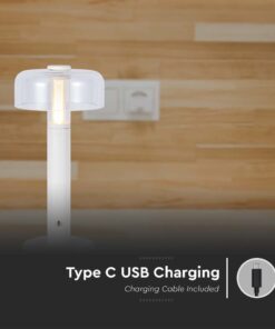 LED Επαναφορτιζόμενο Πορτατίφ V-TAC Dimmable με Λευκό Σώμα Θερμό Λευκό 3000K – 7941