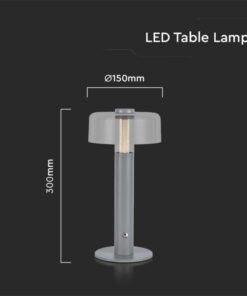 LED φωτιστικό γραφείου 1W επαναφορτιζόμενο 3000Κ θερμό λευκό με γκρι σώμα dimmable V-TAC – 7944