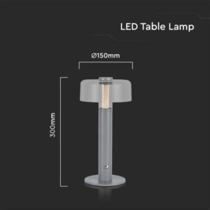 LED φωτιστικό γραφείου 1W επαναφορτιζόμενο 3000Κ θερμό λευκό με γκρι σώμα dimmable V-TAC – 7944