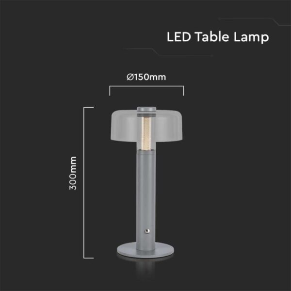 LED φωτιστικό γραφείου 1W επαναφορτιζόμενο 3000Κ θερμό λευκό με γκρι σώμα dimmable V-TAC – 7944