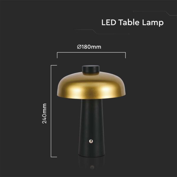 LED Επαναφορτιζόμενο Πορτατίφ V-TAC Χρυσό-Μαύρο Σώμα Dimmable CCT – 7946