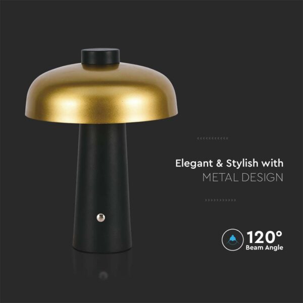 LED Επαναφορτιζόμενο Πορτατίφ V-TAC Χρυσό-Μαύρο Σώμα Dimmable CCT – 7946