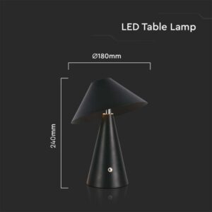 LED φωτιστικό γραφείου 3W επαναφορτιζόμενο 3 σε 1 CCT με μαύρο σώμα dimmable V-TAC – 7947