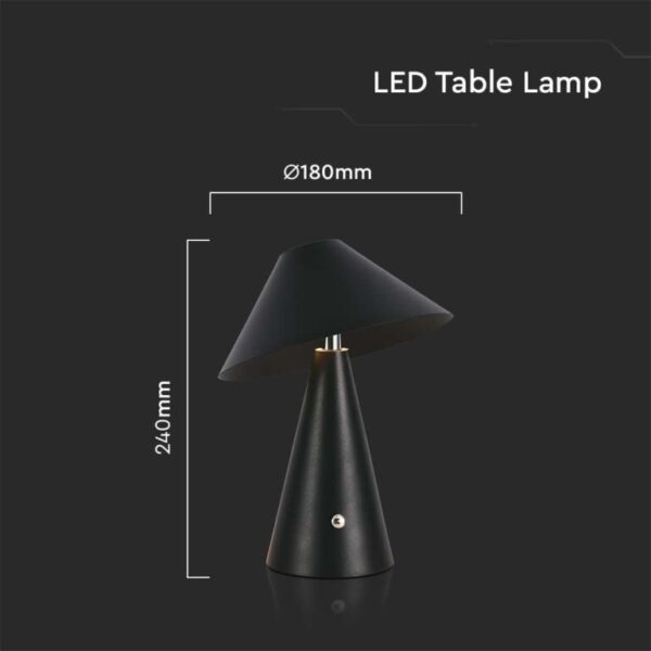 LED φωτιστικό γραφείου 3W επαναφορτιζόμενο 3 σε 1 CCT με μαύρο σώμα dimmable V-TAC – 7947