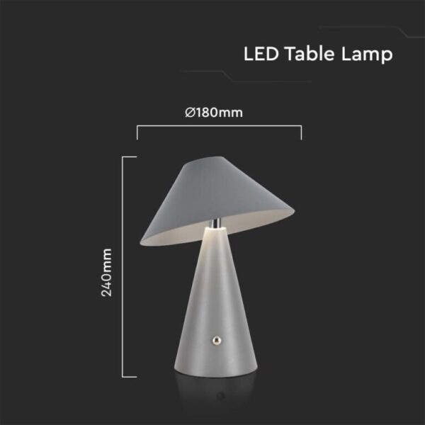 LED φωτιστικό γραφείου 3W επαναφορτιζόμενο 3σε1 CCT με γκρι σώμα dimmable V-TAC – 7949