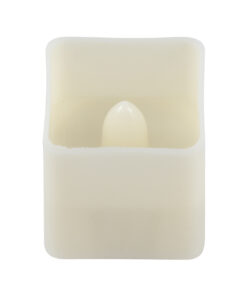 GloboStar® CANDLE 79538 ΣΕΤ 12 x Διακοσμητικά Realistic Κεράκια με LED Εφέ Κινούμενης Φλόγας – Μπαταρίας 12 x CR2032 Θερμό Λευκό 2700K Μπεζ L3.5 x W3.5 x H3.5cm