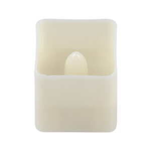 GloboStar® CANDLE 79538 ΣΕΤ 12 x Διακοσμητικά Realistic Κεράκια με LED Εφέ Κινούμενης Φλόγας – Μπαταρίας 12 x CR2032 Θερμό Λευκό 2700K Μπεζ L3.5 x W3.5 x H3.5cm