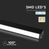 LED Μαγνητικό Φωτιστικό Ράγας 20W V-TAC Μαύρο CRI 90 24V 100° Φυσικό 4000K – 7955