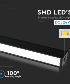 LED Μαγνητικό Φωτιστικό Ράγας 20W V-TAC Μαύρο CRI 90 24V 100° Φυσικό 4000K – 7955