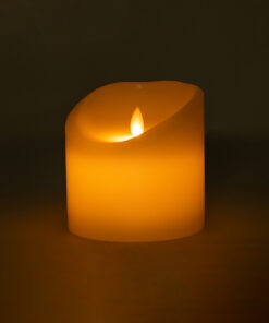 GloboStar® FIREFLAME 79541 Διακοσμητικό Realistic Κερί Παραφίνης με LED Εφέ Κινούμενης Φλόγας – Μπαταρίας & Ασύρματο Χειριστήριο IR Θερμό Λευκό 2700K Dimmable – Φ10 x Υ10cm