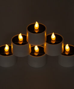 GloboStar® CANDLE 79546 ΣΕΤ 6 x Αυτόνομα Ηλιακά Διακοσμητικά Realistic Κεράκια με LED Εφέ Κινούμενης Φλόγας – 400mAh Μπαταρία – Φωτοβολταϊκό Πάνελ – Θερμό Λευκό 2700K Μπεζ D5.3 x H6cm