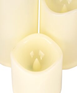 GloboStar® 79552 ΣΕΤ 3 Διακοσμητικών Realistic Κεριών με LED Εφέ Κινούμενης Φλόγας – Μπαταρίας & Ασύρματο Χειριστήριο IR Θερμό Λευκό 3000K Dimmable