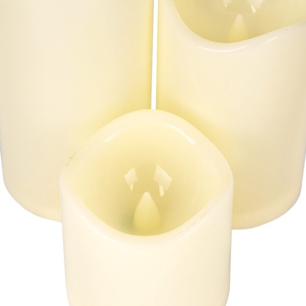 GloboStar® 79552 ΣΕΤ 3 Διακοσμητικών Realistic Κεριών με LED Εφέ Κινούμενης Φλόγας – Μπαταρίας & Ασύρματο Χειριστήριο IR Θερμό Λευκό 3000K Dimmable