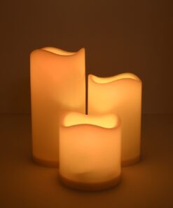 GloboStar® 79552 ΣΕΤ 3 Διακοσμητικών Realistic Κεριών με LED Εφέ Κινούμενης Φλόγας – Μπαταρίας & Ασύρματο Χειριστήριο IR Θερμό Λευκό 3000K Dimmable