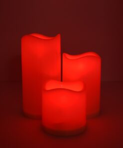 GloboStar® 79553 ΣΕΤ 3 Διακοσμητικών Realistic Κεριών με LED Εφέ Κινούμενης Φλόγας – Μπαταρίας & Ασύρματο Χειριστήριο IR Πολύχρωμα RGB Dimmable