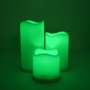 GloboStar® 79553 ΣΕΤ 3 Διακοσμητικών Realistic Κεριών με LED Εφέ Κινούμενης Φλόγας – Μπαταρίας & Ασύρματο Χειριστήριο IR Πολύχρωμα RGB Dimmable