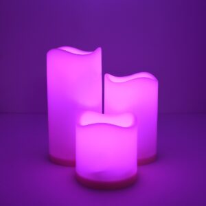 GloboStar® 79553 ΣΕΤ 3 Διακοσμητικών Realistic Κεριών με LED Εφέ Κινούμενης Φλόγας – Μπαταρίας & Ασύρματο Χειριστήριο IR Πολύχρωμα RGB Dimmable