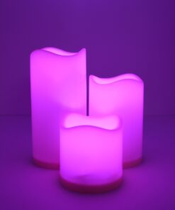 GloboStar® 79553 ΣΕΤ 3 Διακοσμητικών Realistic Κεριών με LED Εφέ Κινούμενης Φλόγας – Μπαταρίας & Ασύρματο Χειριστήριο IR Πολύχρωμα RGB Dimmable