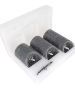 GloboStar® 79559 ΣΕΤ 3 Διακοσμητικών Realistic Κεριών Παραφίνης με LED Εφέ Κινούμενης Φλόγας – Μπαταρίας & Ασύρματο Χειριστήριο IR Γκρι με Ασημένιες Ρίγες Θερμό Λευκό 3000K Dimmable