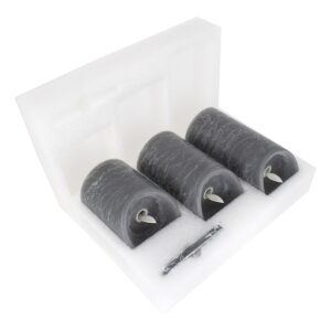 GloboStar® 79559 ΣΕΤ 3 Διακοσμητικών Realistic Κεριών Παραφίνης με LED Εφέ Κινούμενης Φλόγας – Μπαταρίας & Ασύρματο Χειριστήριο IR Γκρι με Ασημένιες Ρίγες Θερμό Λευκό 3000K Dimmable