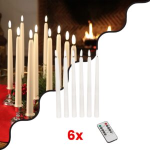 GloboStar® 79563 ΣΕΤ 6 Διακοσμητικών Realistic Κεριών Κηροπηγίου με LED Εφέ Κινούμενης Φλόγας – Μπαταρίας & Ασύρματο Χειριστήριο IR Θερμό Λευκό 2700K Dimmable