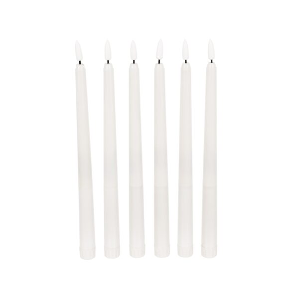 GloboStar® 79563 ΣΕΤ 6 Διακοσμητικών Realistic Κεριών Κηροπηγίου με LED Εφέ Κινούμενης Φλόγας – Μπαταρίας & Ασύρματο Χειριστήριο IR Θερμό Λευκό 2700K Dimmable