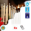 GloboStar® 79563 ΣΕΤ 6 Διακοσμητικών Realistic Κεριών Κηροπηγίου με LED Εφέ Κινούμενης Φλόγας – Μπαταρίας & Ασύρματο Χειριστήριο IR Θερμό Λευκό 2700K Dimmable