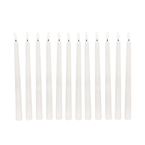 GloboStar® 79564 ΣΕΤ 12 Διακοσμητικών Realistic Κεριών Κηροπηγίου με LED Εφέ Κινούμενης Φλόγας – Μπαταρίας & Ασύρματο Χειριστήριο IR Θερμό Λευκό 2700K Dimmable