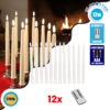 GloboStar® 79564 ΣΕΤ 12 Διακοσμητικών Realistic Κεριών Κηροπηγίου με LED Εφέ Κινούμενης Φλόγας – Μπαταρίας & Ασύρματο Χειριστήριο IR Θερμό Λευκό 2700K Dimmable