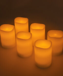 GloboStar® WISHFULL 79566 ΣΕΤ 6 Διακοσμητικών Realistic Κεριών Παραφίνης με LED Εφέ Κινούμενης Φλόγας – Μπαταρίας & Ασύρματο Χειριστήριο IR Σχέδιο Λιωμένο Κερί Θερμό Λευκό 2700K Dimmable