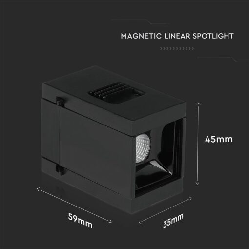 LED Μαγνητικό Φωτιστικό Ράγας 1W V-TAC Μαύρο CRI 90 24V 30° Φυσικό 4000K – 7959