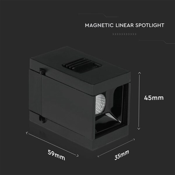 LED Μαγνητικό Φωτιστικό Ράγας 1W V-TAC Μαύρο CRI 90 24V 30° Φυσικό 4000K – 7959