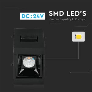 LED Μαγνητικό Φωτιστικό Ράγας 1W V-TAC Μαύρο CRI 90 24V 30° Φυσικό 4000K – 7959