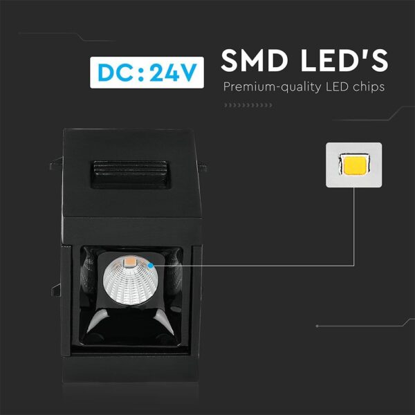 LED Μαγνητικό Φωτιστικό Ράγας 1W V-TAC Μαύρο CRI 90 24V 30° Φυσικό 4000K – 7959