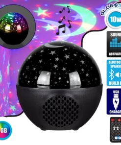GloboStar® 79599 Επιτραπέζιο Διακοσμητικό Φωτιστικό Ειδικών Εφε NIGHT SKY STARS LED 10W DC 5V 2200mAh Επαναφορτιζόμενο με Bluetooth Speaker – Sound Activated – Καλώδιο Τροφοδοσίας USB και Ασύρματο Χειριστήριο RF 2.4Ghz Πολύχρωμo RGB Dimmable